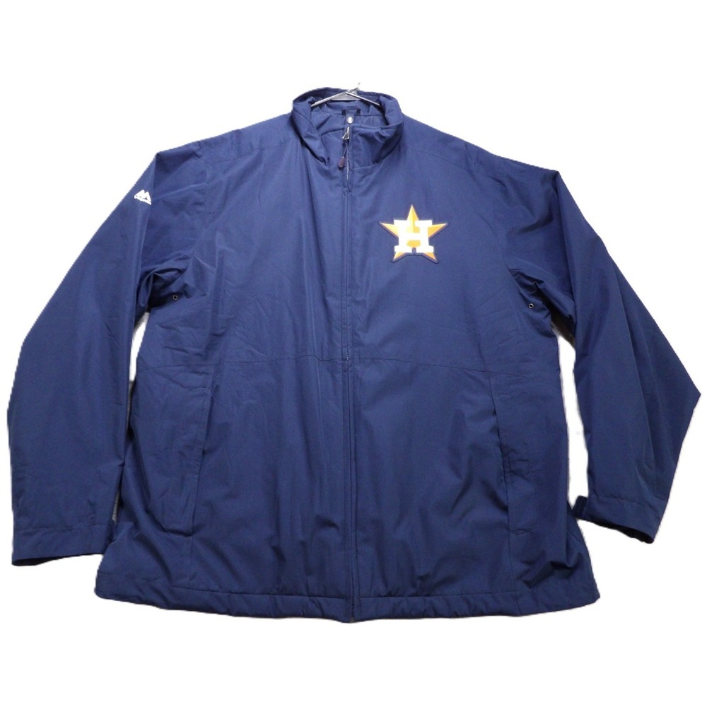 Majestic Houston Astros MLB Windbreaker Jacket L Full Zip AT31 Warm Up Navy Men